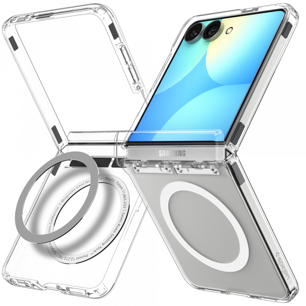 Husa MagSafe pentru Samsung Galaxy Z Flip8 F776, Spigen, Ultra Hybrid Pro, Transparenta Alba ACS11524