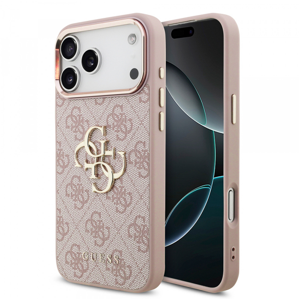 Husa pentru Apple iPhone 18 Pro / 17 Pro, Guess, 4G Big Classic Logo, Roz