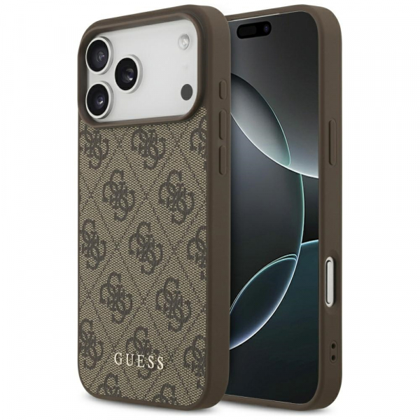 Husa pentru Apple iPhone 18 Pro / 17 Pro, Guess, 4G Classic Logo, Maro