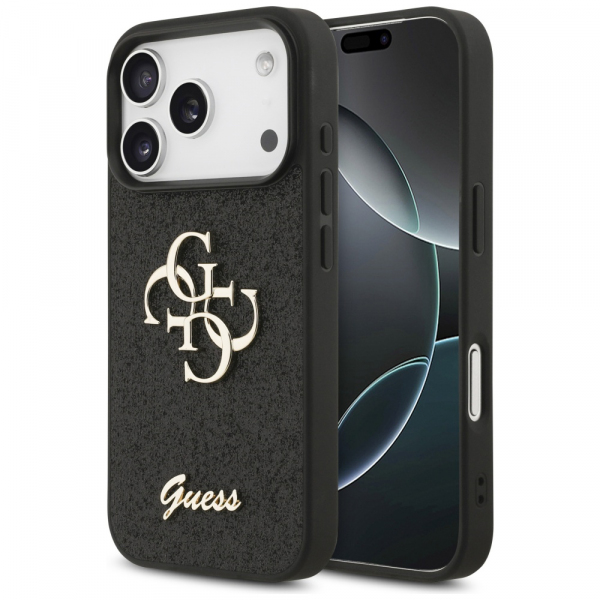 Husa pentru Apple iPhone 18 Pro / 17 Pro, Guess, Fixed Glitter Big 4G, Neagra