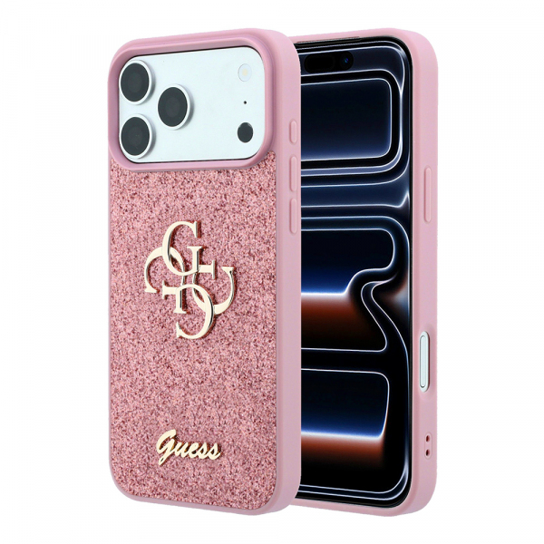 Husa pentru Apple iPhone 18 Pro / 17 Pro, Guess, Fixed Glitter Big 4G, Roz