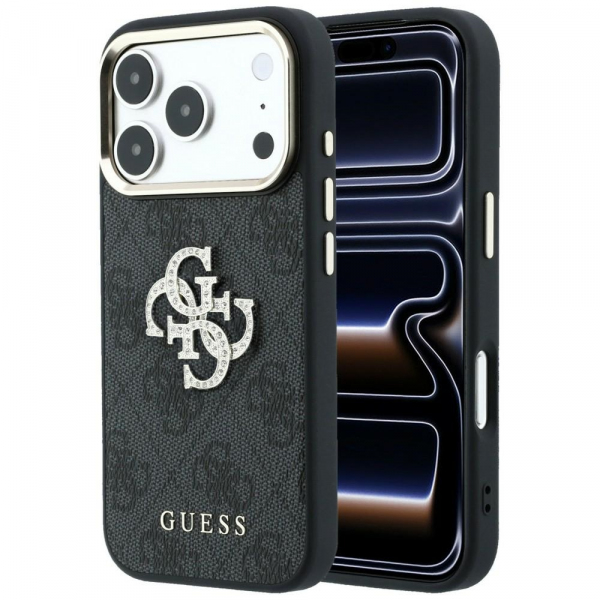 Husa pentru Apple iPhone 18 Pro Max / 17 Pro Max, Guess, 4G Big Strass Logo, Neagra