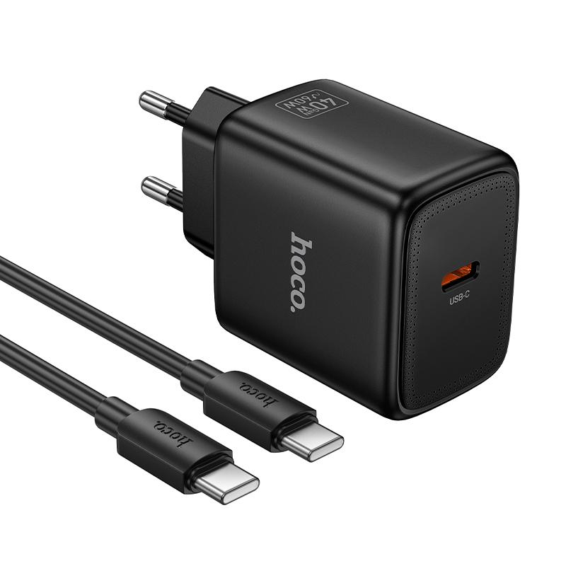 Incarcator Retea Cu Cablu USB-C HOCO N83, 40W, 3A, 1 x USB-C, Negru