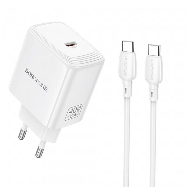 Incarcator Retea Cu Cablu USB-C Borofone BN33 Fuente, 40W, 1 x USB-C, Alb