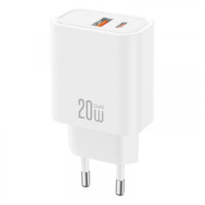 Incarcator Retea XO Design CE40, 20W, 3A, 1 x USB-A - 1 x USB-C, Alb