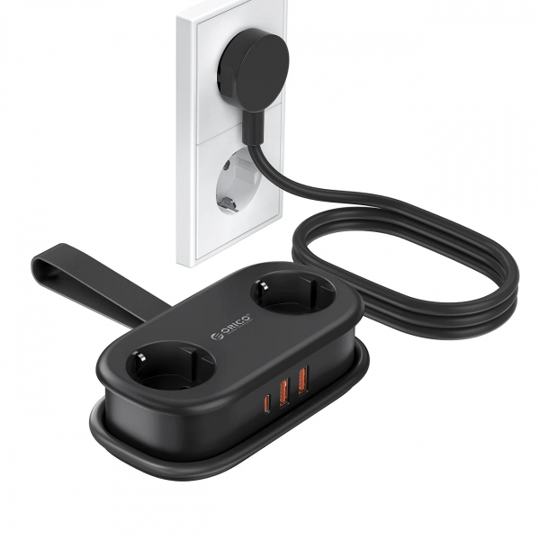 Prelungitor Orico APP, 2 x Schuko - 2 x USB-A - 1 x USB-C, Negru