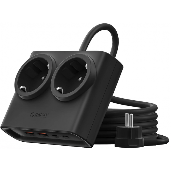 Prelungitor Orico PDC25, 2 x Schuko - 2 x USB-A - 2 x USB-C, Negru