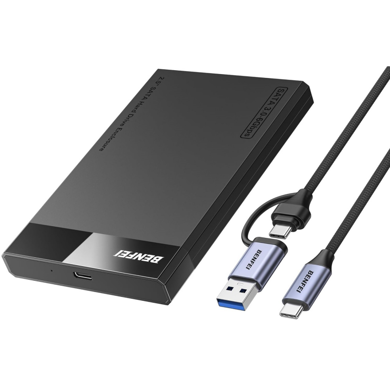 Rack Benfei pentru HDD / SSD SATA 2.5inch, USB-A / USB-C, Negru