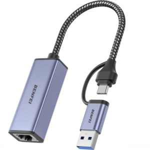 Placa Retea Benfei, RJ45, USB-C / USB, Gri