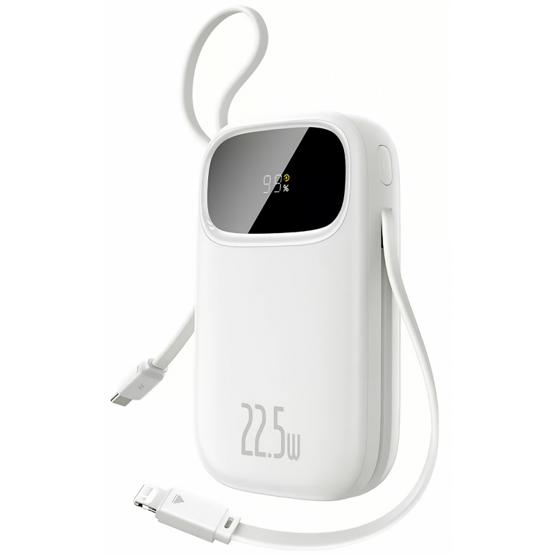 Baterie Externa Baseus EnerFill FC31, 10000mAh, 22.5W, QC + PD, 1 x Lightning - 1 x USB-A - 2 x USB-C, Alba P10082106213-00