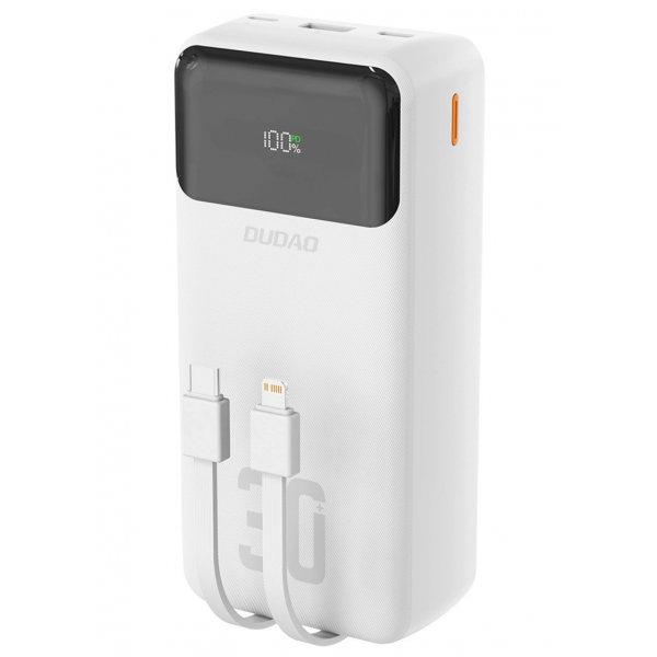 Baterie Externa Dudao K15MAX, 30000mAh, 22.5W, QC + PD, 1 x USB-A - 2 x Lightning - 2 x USB-C, Alba
