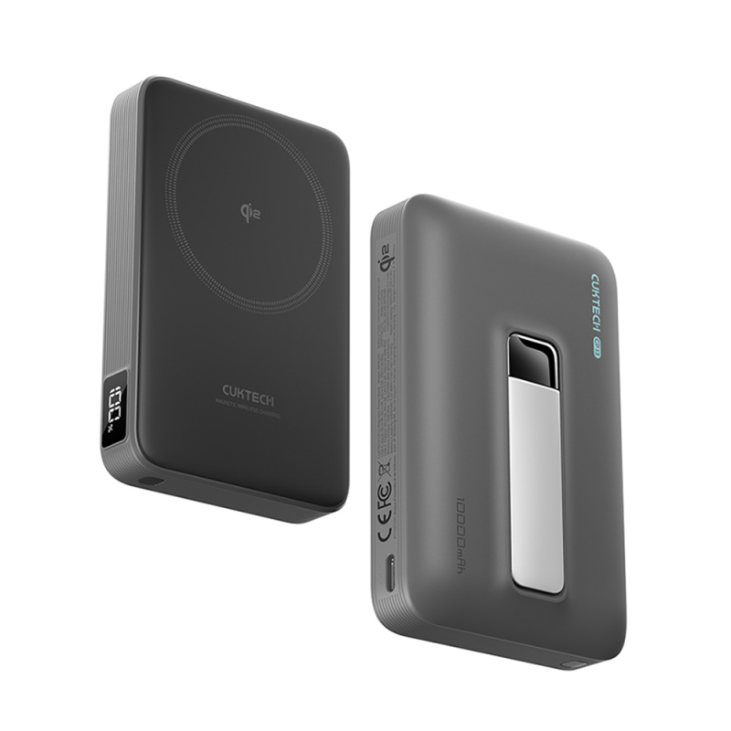 Baterie Externa Wireless Cuktech WPB100, 10000mAh, 30W, PD + FQI, 1 x QI - 1 x USB-C, Gri CUWPB100GLBK