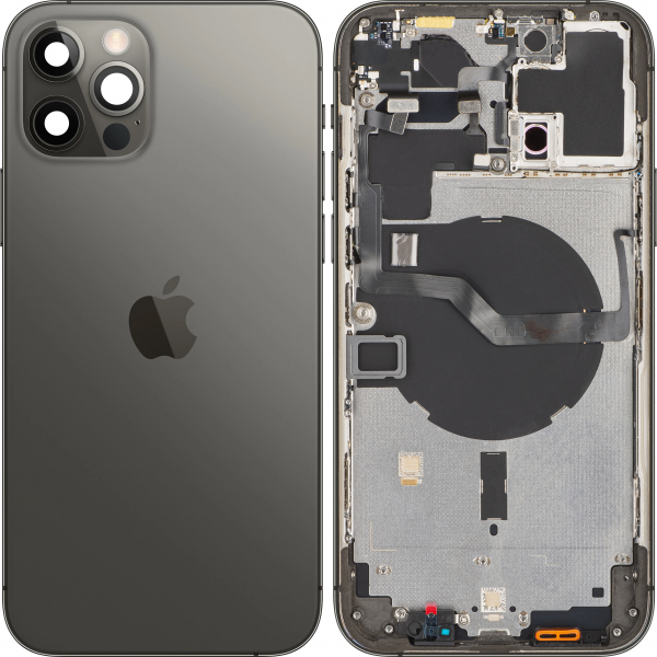 Capac Baterie Apple iPhone 12 Pro Max, Cu Carcasa Mijloc, Negru (Graphite), Swap Premium