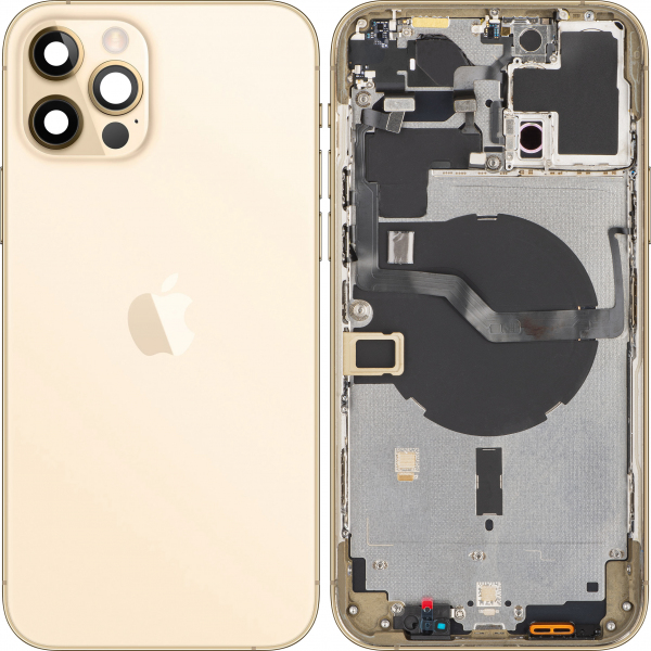 Capac Baterie Apple iPhone 12 Pro Max, Cu Carcasa Mijloc, Auriu, Swap Premium
