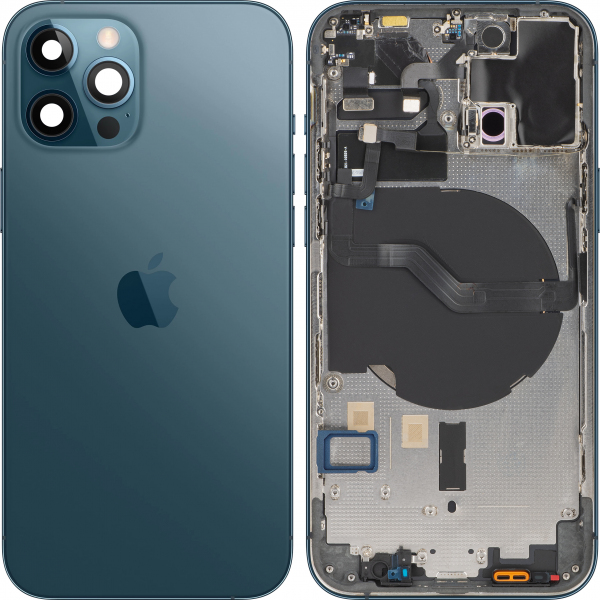 Capac Baterie Apple iPhone 12 Pro, Cu Carcasa Mijloc, Albastru (Pacific Blue), Swap Premium