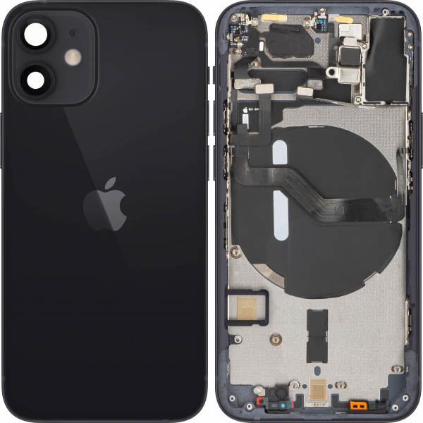 Capac Baterie Apple iPhone 12 mini, Cu Carcasa Mijloc, Negru, Swap Premium