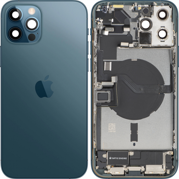 Capac Baterie Apple iPhone 12 Pro Max, Cu Carcasa Mijloc, Full Parts, Albastru (Pacific Blue), Swap Premium