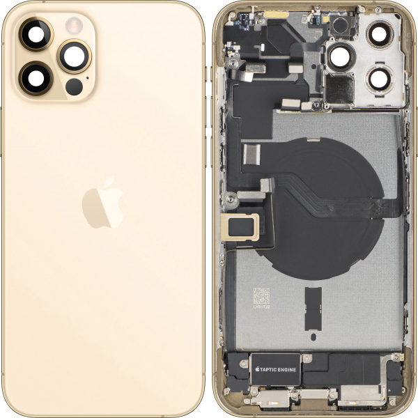 Capac Baterie Apple iPhone 12 Pro Max, Cu Carcasa Mijloc, Full Parts, Auriu, Swap Premium