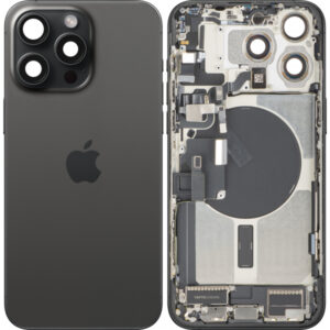 Capac Baterie Apple iPhone 15 Pro Max, Cu Carcasa Mijloc, Full Parts, Negru (Black Titanium), Swap Premium