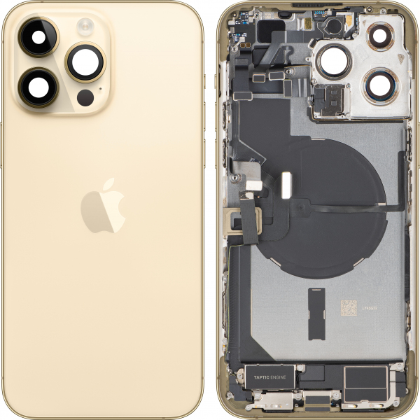 Capac Baterie Apple iPhone 14 Pro Max, Cu Carcasa Mijloc, Full Parts, Auriu, Swap Premium