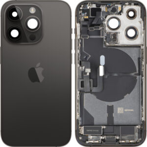 Capac Baterie Apple iPhone 14 Pro, Cu Carcasa Mijloc, Full Parts, Negru (Space Black), Swap Premium