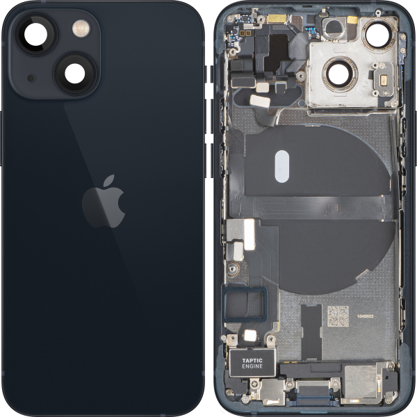 Capac Baterie Apple iPhone 13 mini, Cu Carcasa Mijloc, Full Parts, Negru (Midnight), Swap Premium