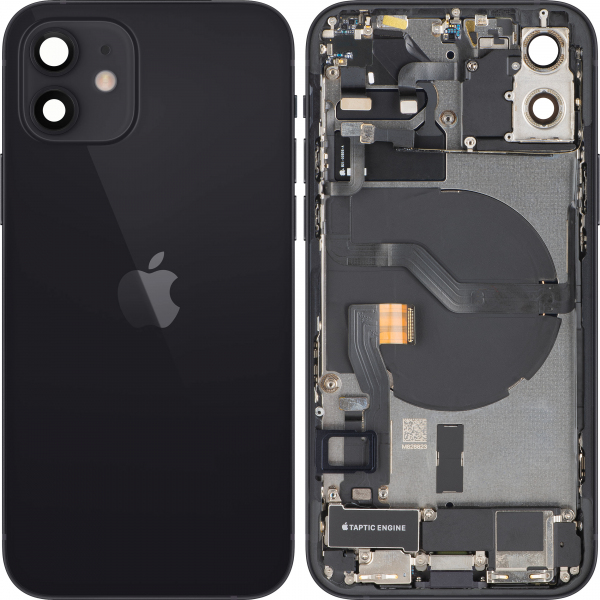 Capac Baterie Apple iPhone 12, Cu Carcasa Mijloc, Full Parts, Negru, Swap Premium