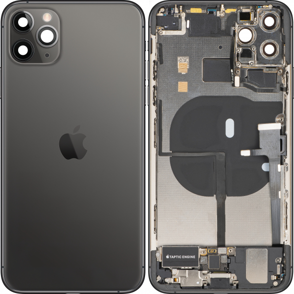 Capac Baterie Apple iPhone 11 Pro Max, Cu Carcasa Mijloc, Full Parts, Negru (Space Gray), Swap Premium