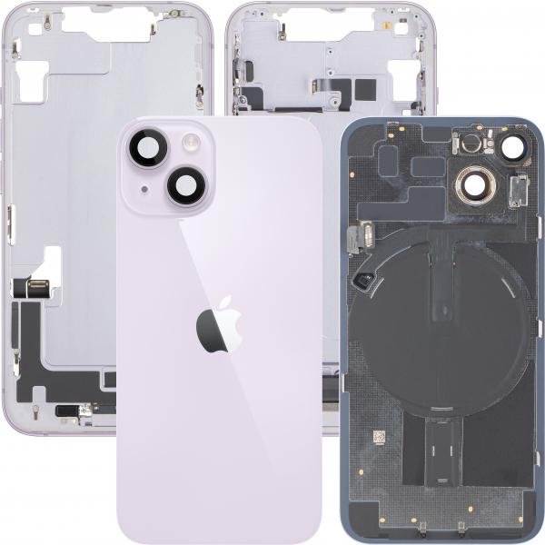 Capac Baterie Apple iPhone 14, Cu Carcasa Mijloc, Full Parts, Mov, Swap Premium