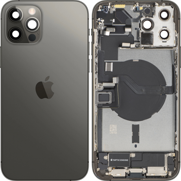 Capac Baterie Apple iPhone 12 Pro Max, Cu Carcasa Mijloc, Full Parts, Gri (Graphite), Swap Premium