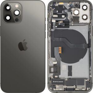 Capac Baterie Apple iPhone 12 Pro, Cu Carcasa Mijloc, Full Parts, Gri (Graphite), Swap Premium