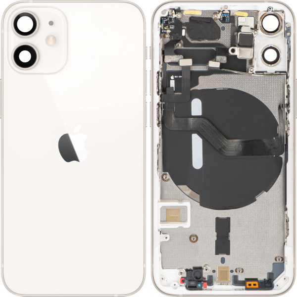 Capac Baterie Apple iPhone 12 mini, Cu Carcasa Mijloc, Alb, Swap Premium
