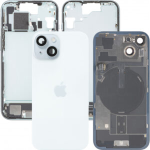 Capac Baterie Apple iPhone 15, Cu Carcasa Mijloc, Full Parts, Albastru, Swap Premium