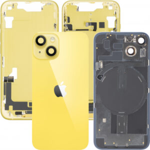 Capac Baterie Apple iPhone 14, Cu Carcasa Mijloc, Full Parts, Galben, Swap Premium