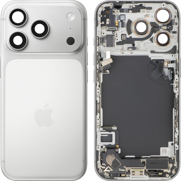 Capac Baterie Apple iPhone 17 Pro, Cu Carcasa Mijloc, Full Parts, Argintiu, Swap Premium