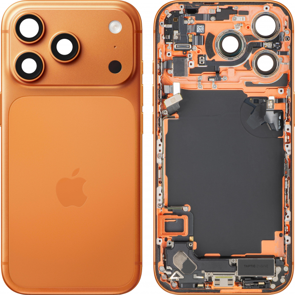 Capac Baterie Apple iPhone 17 Pro, Cu Carcasa Mijloc, Full Parts, Portocaliu (Cosmic Orange), Swap Premium