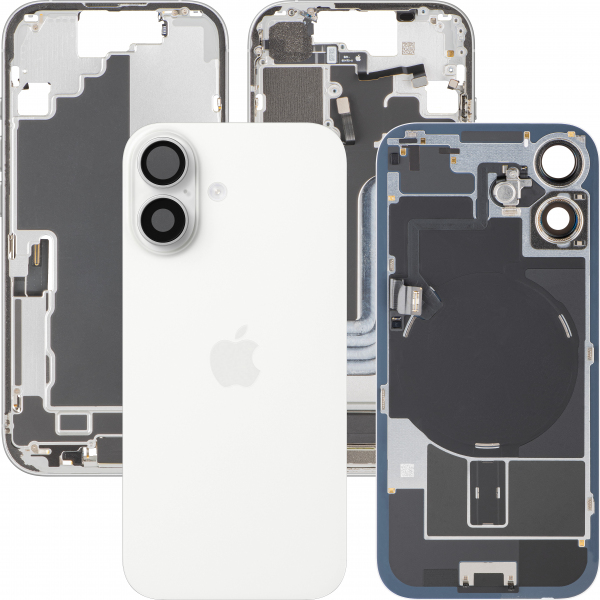Capac Baterie Apple iPhone 17, Cu Carcasa Mijloc, Full Parts, Alb, Swap Premium