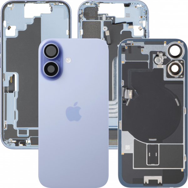Capac Baterie Apple iPhone 17, Cu Carcasa Mijloc, Full Parts, Albastru (Mist Blue), Swap Premium