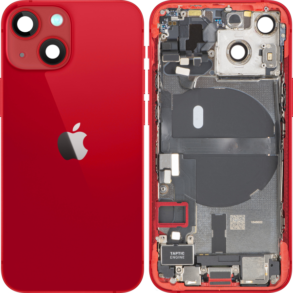 Capac Baterie Apple iPhone 13 mini, Cu Carcasa Mijloc, Full Parts, Rosu, Swap Premium