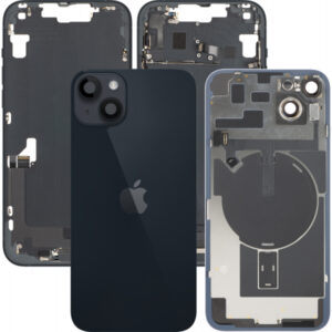 Capac Baterie Apple iPhone 14 Plus, Cu Carcasa Mijloc, Full Parts, Negru (Midnight), Swap Premium