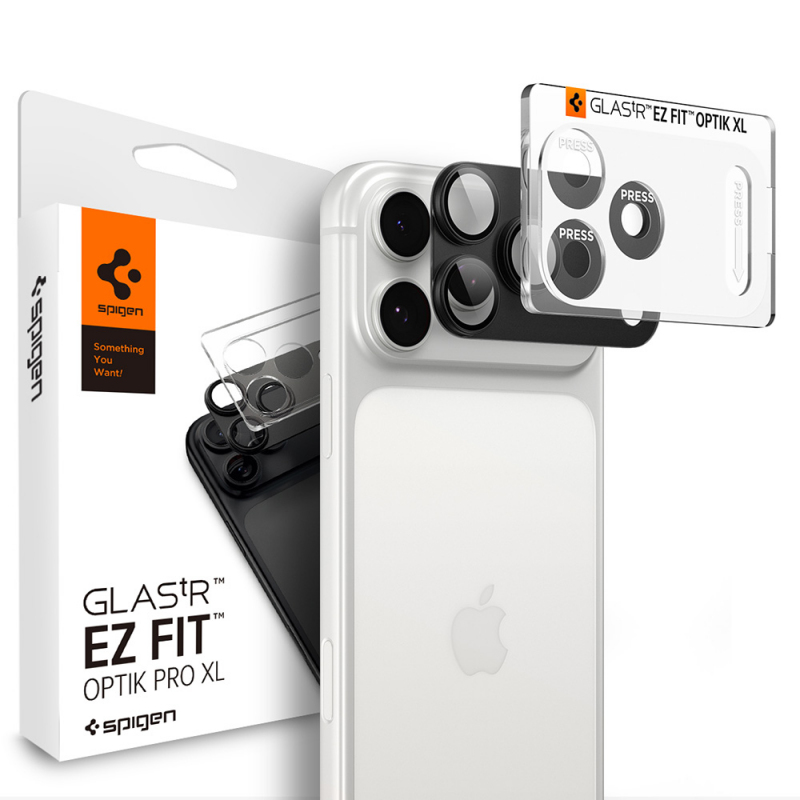 Folie de protectie Camera Spate Spigen GlastR EZ FIT Optik Pro XL pentru Apple iPhone 18 Pro Max, Sticla Securizata, Gri Inchis AGL12039