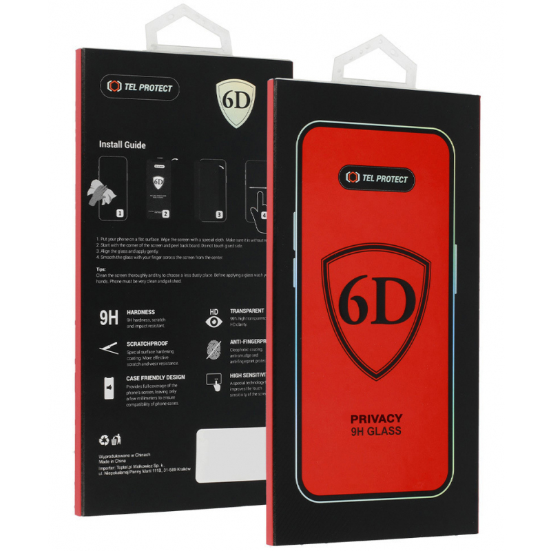 Folie de protectie Ecran Privacy OEM pentru Apple iPhone 18 Pro Max, Sticla Securizata, Full Glue, 6D