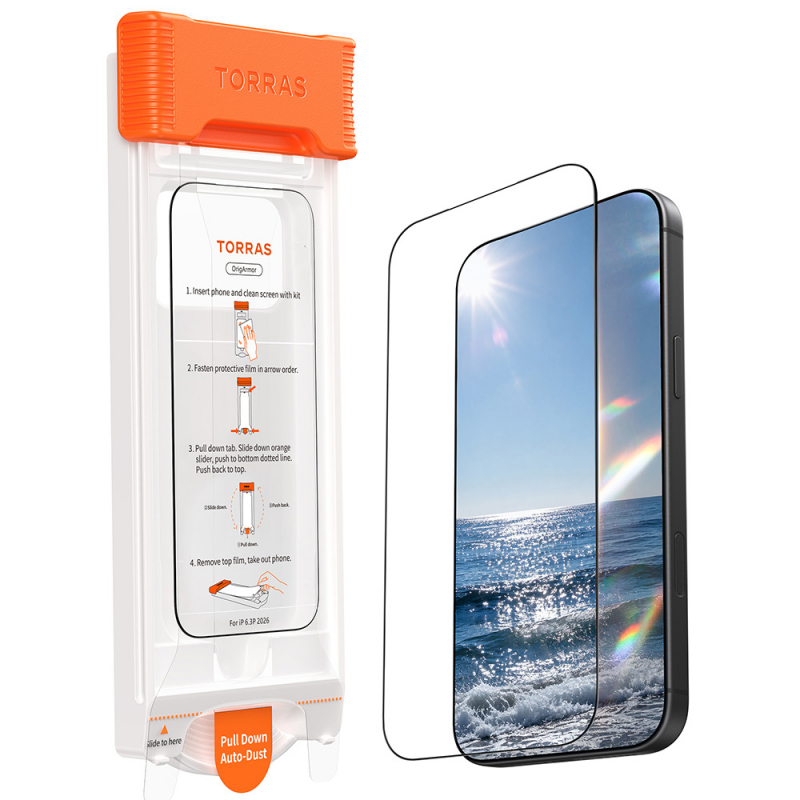 Folie de protectie Ecran Torras OrigArmor pentru Apple iPhone 18 Pro / 17 Pro, Sticla Securizata, Full Glue