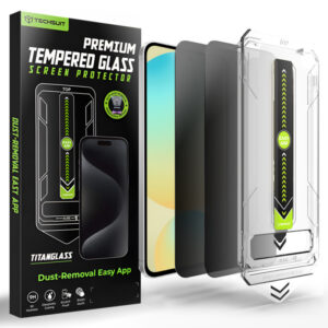 Folie de protectie Ecran Privacy Techsuit TitanGlass CrystalHD pentru Samsung Galaxy S24 FE S721, Sticla Securizata, Full Glue, Set 2 bucati
