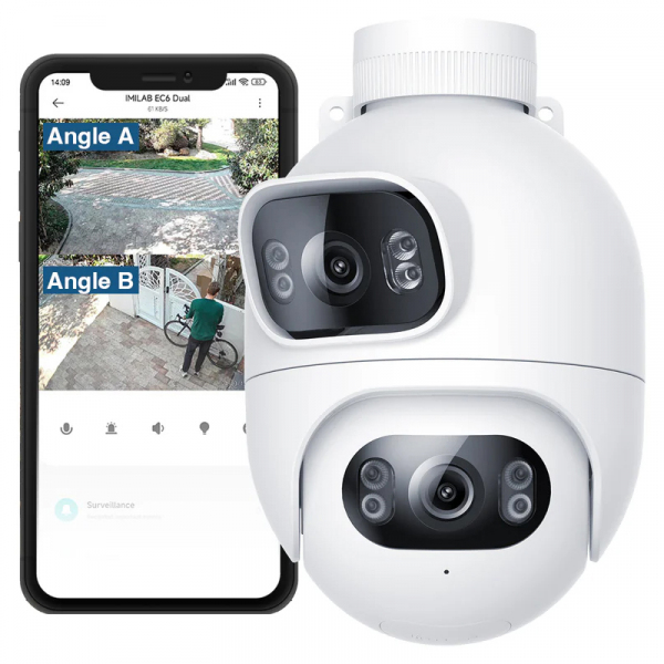 Camera de Supraveghere iMILAB EC6 Dual, Wi-Fi, 2K, IP66, Exterior CMSXJ68A