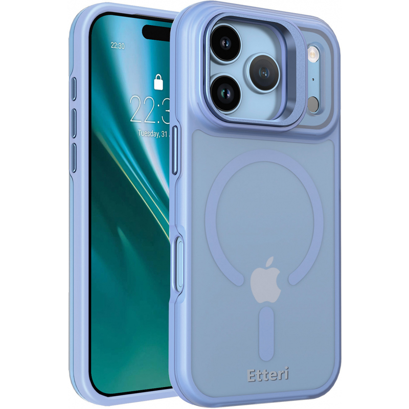Husa MagSafe pentru Apple iPhone 18 Pro / 17 Pro, Etteri, Morning Fog, Albastra