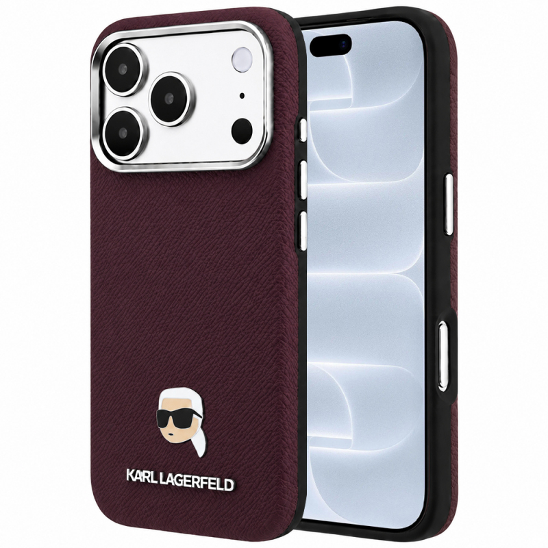 Husa MagSafe pentru Apple iPhone 18 Pro / 17 Pro, Karl Lagerfeld, Grained Karl Head\'s Metal, Visinie