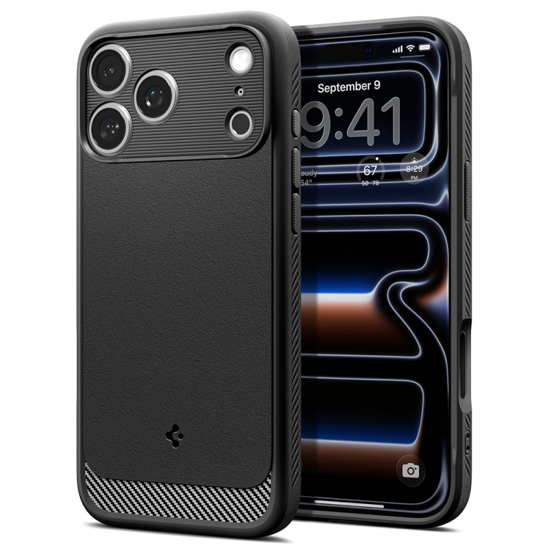Husa MagSafe pentru Apple iPhone 18 Pro / 17 Pro, Spigen, Rugged Armor, Neagra Mata ACS12147