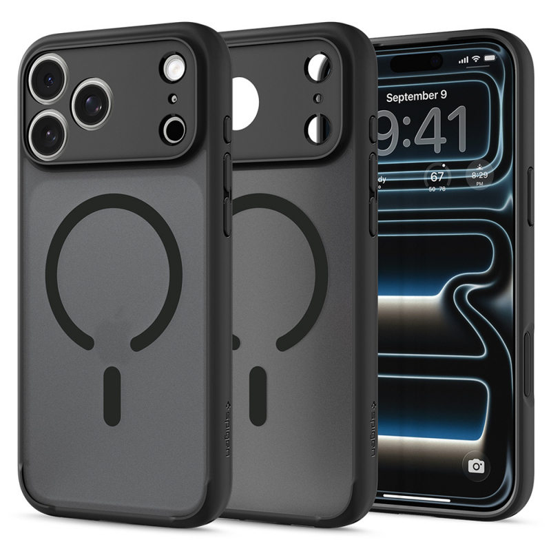 Husa MagSafe pentru Apple iPhone 18 Pro / 17 Pro, Spigen, Ultra Hybrid, Neagra Satinata ACS12160
