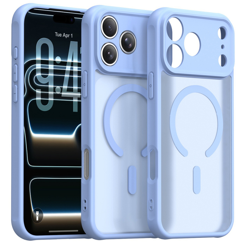 Husa MagSafe pentru Apple iPhone 18 Pro / 17 Pro, Techsuit, HaloFrost II, Bleu